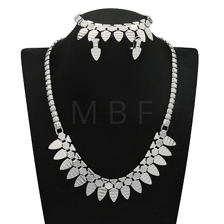 Alloy Chain Necklaces & Stud Earrings & Bracelets Sets FS-WG5EDEB-02-1