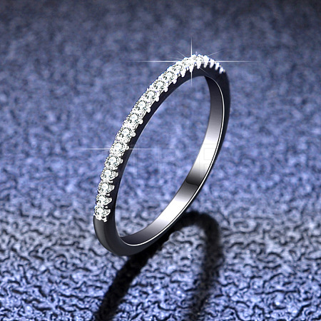 Rhodium Plated 925 Sterling Silver Micro Pave Cubic Zirconia Plain Band Rings WGF7D9C-17-1