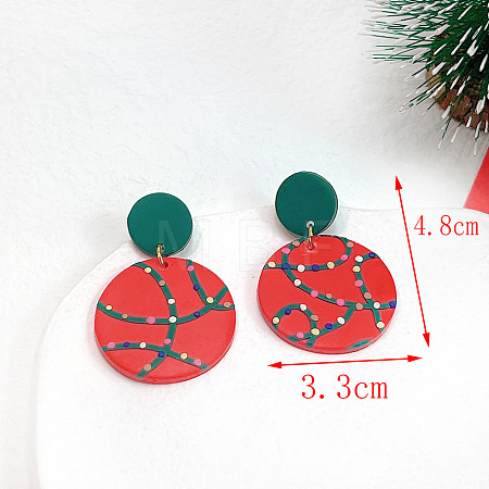 Christmas Polymer Clay & Brass Dangle Stud Earrings FS-WGF7104-10-1