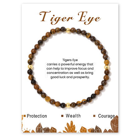Natural Tiger Eye Beaded Stretch Bracelets for Women LS-WA9993-5-1