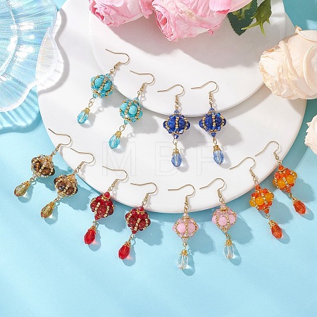 Mixed Stone Dangle Earrings EJEW-MZ00669-1