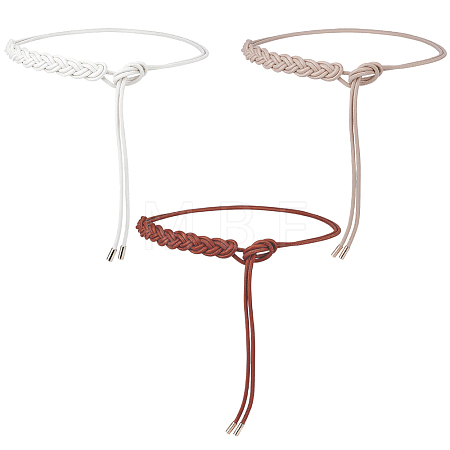 3Pcs 3 Colors PU Leather Rope Knot Tie Waist Belly Belts for Women AJEW-CL0003-71A-1