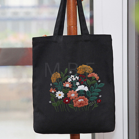 DIY Flower Pattern Tote Bag Embroidery Kit PW22121384039-1