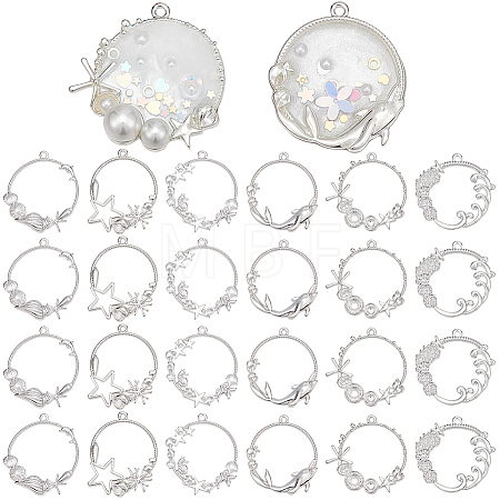 24Pcs 6 Styles Alloy Open Back Bezel Pendants FIND-SP0006-05-1