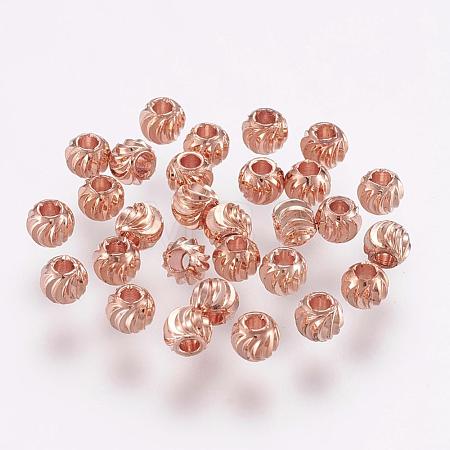 Brass Spacer Beads KK-G312-01RG-4mm-RG-1