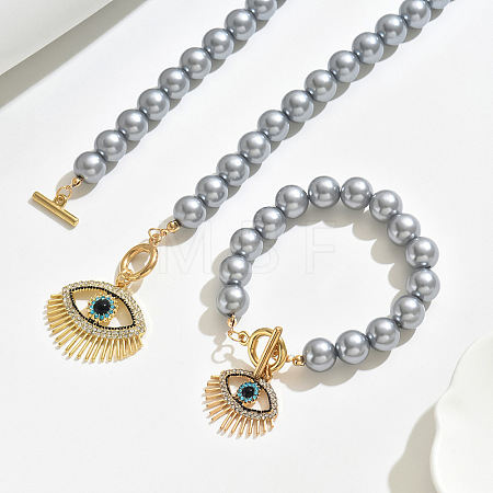 Alloy Rhinestone & Imitation Pearl Bracelets & Necklaces Sets FS-WG20ADC-03-1