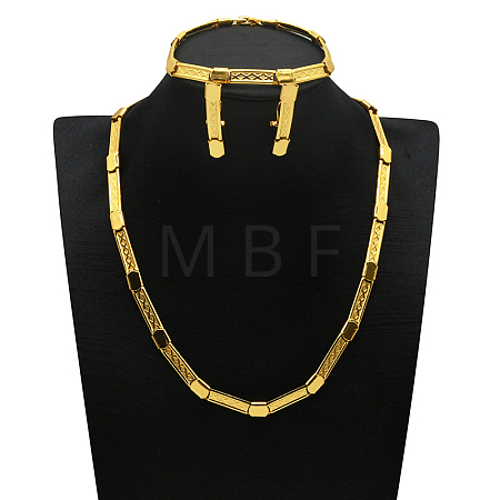 Alloy Chain Necklaces & Stud Earrings & Bracelets Sets FS-WG5EDEB-05-1