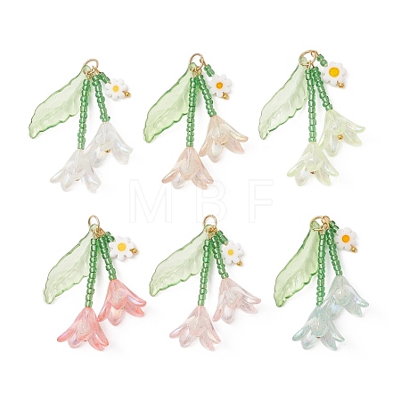 Glass Seed Beaded Pendants PALLOY-MZ01240-1