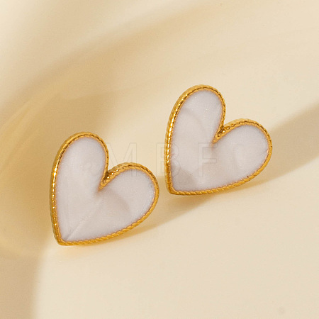 Fashionable 304 Stainless Steel Heart Stud Earrings JW1636-2-1