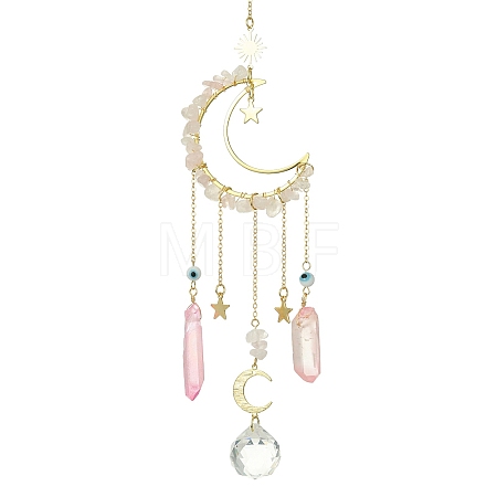 Moon & Star Brass Hanging Ornaments HJEW-TA00095-01-1