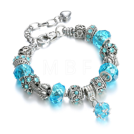 Tibetan Style Alloy & Glass Beaded European Bracelets RX0966-1-1
