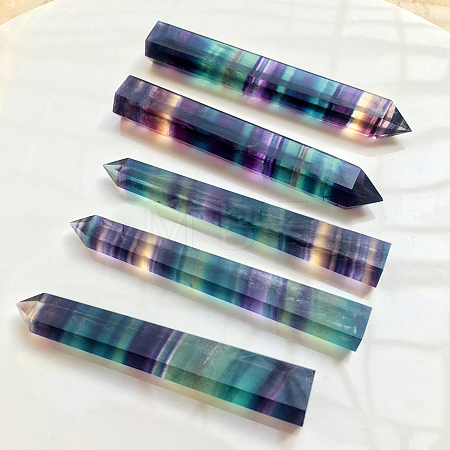 Natural Colorful Fluorite Pointed Prism Bar Home Display Decoration G-PW0007-098D-1