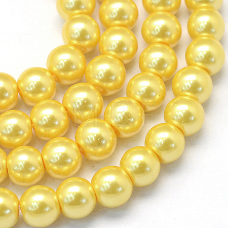 Baking Paint Pearlized Glass Pearl Round Bead Strands HY-Q003-4mm-67-1
