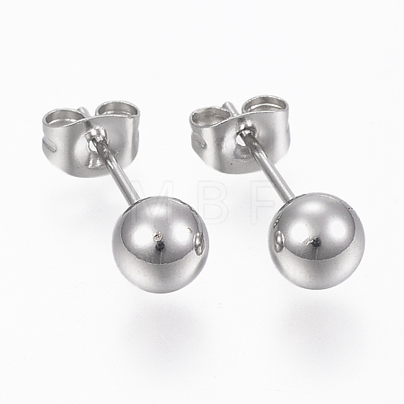 Tarnish Resistant 201 Stainless Steel Ball Stud Earrings STAS-P179-02P-6mm-1