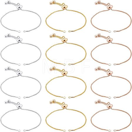 12Pcs 3 Colors Brass Box Chain Slider Bracelet Making KK-NB0001-79-1