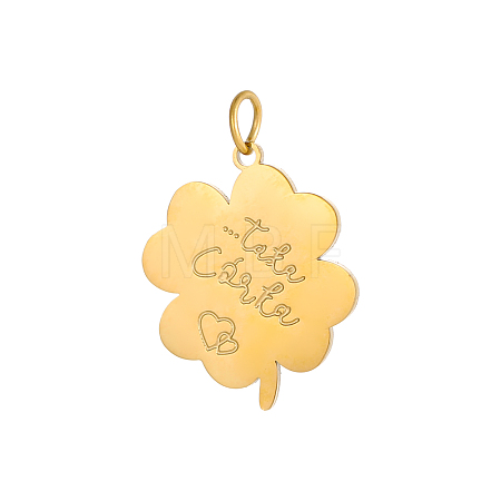 Clover with Word Charms 304 Stainless Steel Pendants STAS-OY004-53G-1