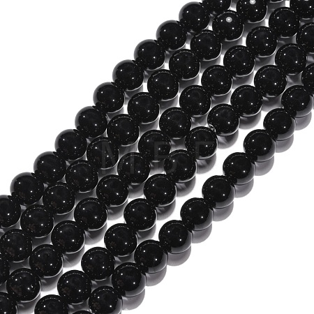 Synthetic Black Stone Beads Strands X-G-G088-10mm-1