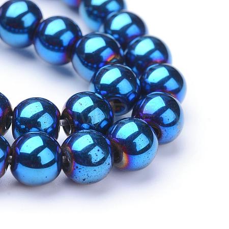 Non-magnetic Synthetic Hematite Beads Strands G-S096-8mm-7-1