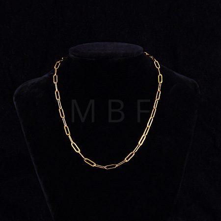 4MM Unisex 304 Stainless Steel Paperclip Chains Necklaces AU9647-2-1