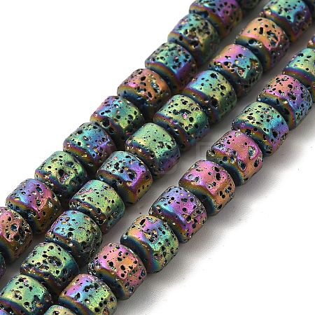 Electroplated Natural Lava Rock Beads Strands G-G984-06E-1