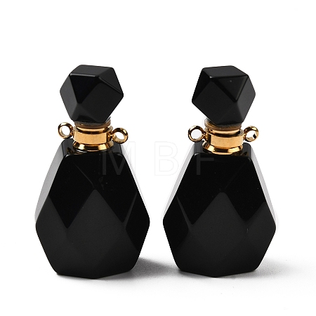 Natural Obsidian Perfume Bottle Pendants G-B149-02G-04-1
