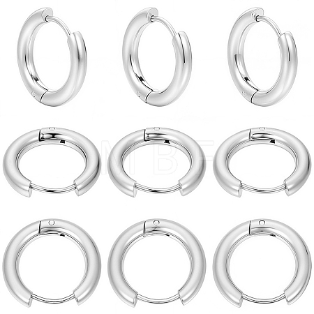 12 Pairs 304 Stainless Steel Huggie Hoop Earrings EJEW-SC0001-96S-1