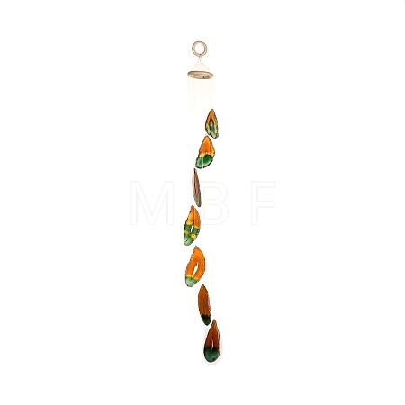Chakra Natural Dyed Agate Piece Hanging Ornament HJEW-R126-01B-1