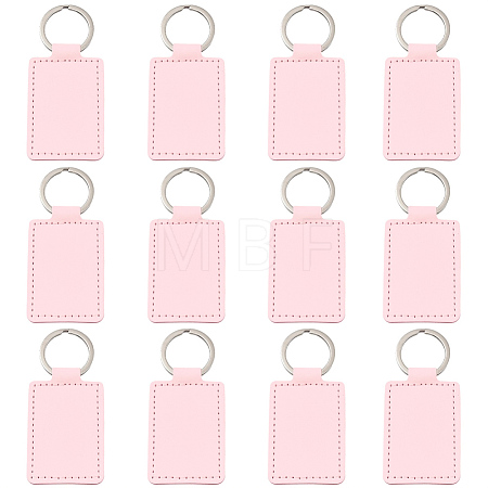 12Pcs Rectangle Imitation Leather Pendant Keychains KEYC-CL0001-52-1