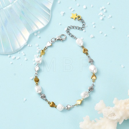 304 Stainless Steel Heart Link Chain Bracelets BJEW-JB14166-1