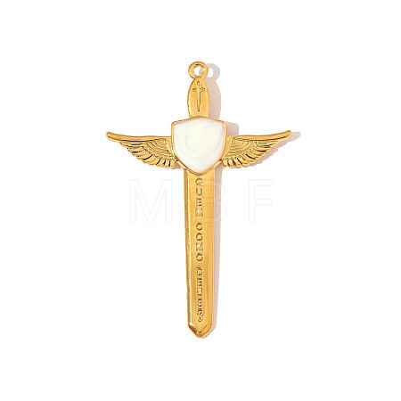 304 Stainless Steel Enamel Big Pendants STAS-OY006-26G-1