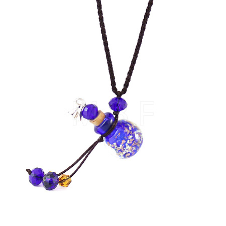 Lampwork Perfume Bottle Pendant Necklace with Glass Beads BOTT-PW0002-059B-06-1
