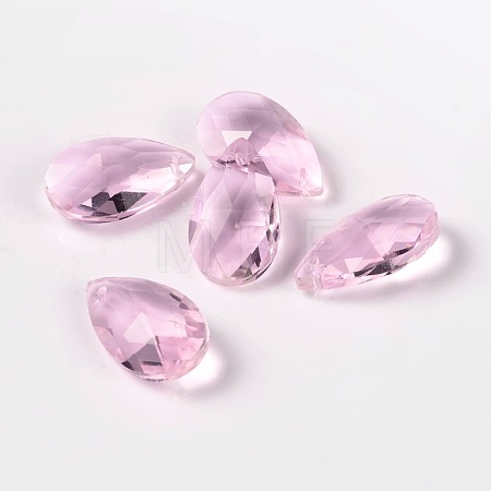 Faceted Teardrop Glass Pendants GLAA-O008-B05-1