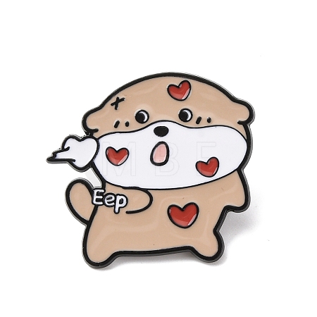 Bank Beaver with Heart Enamel Pins JEWB-K019-02C-EB-1