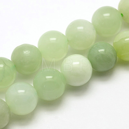 Natural New Jade Stone Round Bead Strands G-O039-16-6mm-1