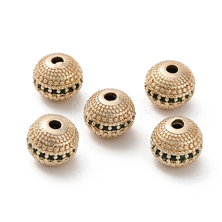 Brass Micro Pave Cubic Zirconia Beads KK-C071-08G-01-1