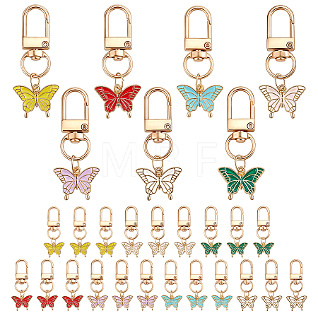 28Pcs 7 Colors Butterfly Alloy Enamel Pendant Decorations HJEW-WR00053-1