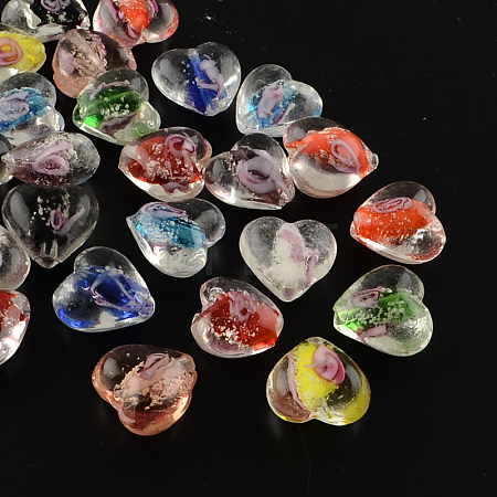 Handmade Luminous Inner Flower Lampwork Beads LAMP-R128-M-1