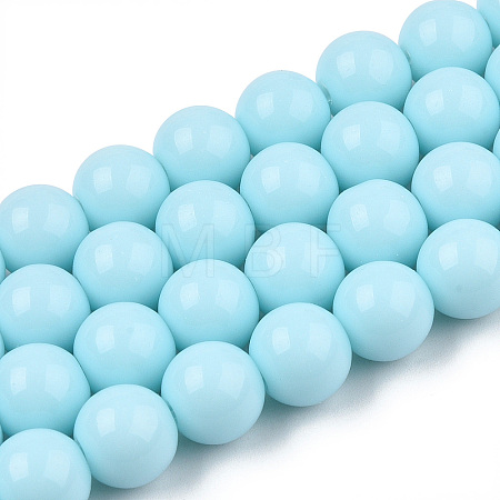 Opaque Solid Color Glass Beads Strands GLAA-T032-P10mm-10-1