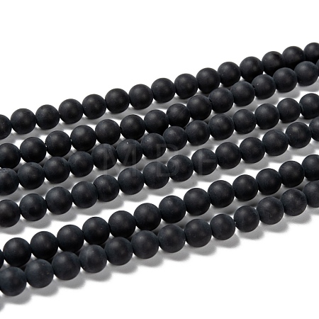 Dyed & Heated Natural Black Agate Bead Strands G-H056-6mm-1