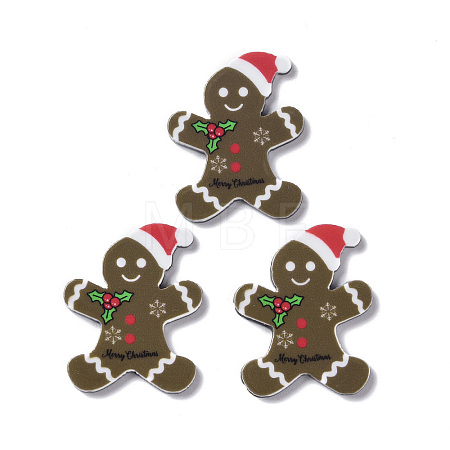 Christmas Style Printed Acrylic Cabochons MACR-O045-01G-1