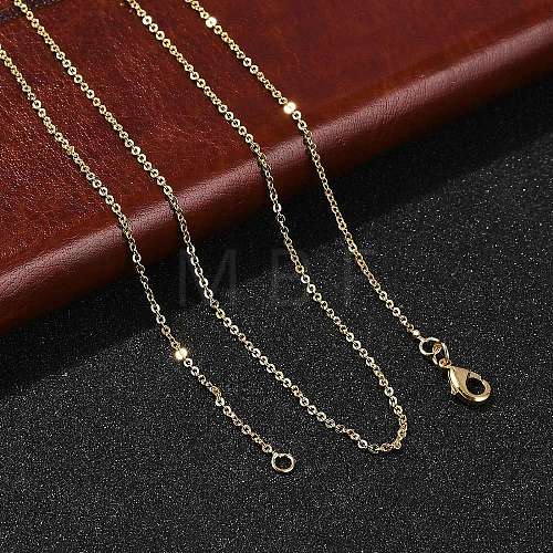 1mm Rack Plating Brass Cable Chain Necklaces for Women Men MAK-L044-23G-1