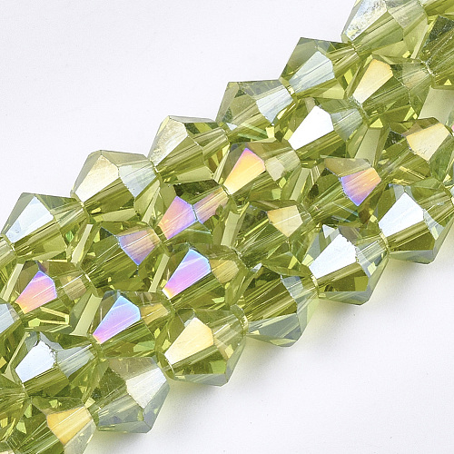 Faceted Bicone Electroplate Glass Beads Strands X-EGLA-Q118-6mm-B18-1