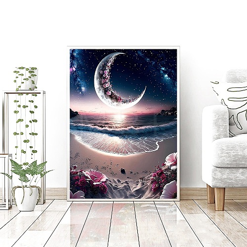 Moon Diamond Picture for Living Room Bedroom Decorative Painting PW-WG092C0-08-1