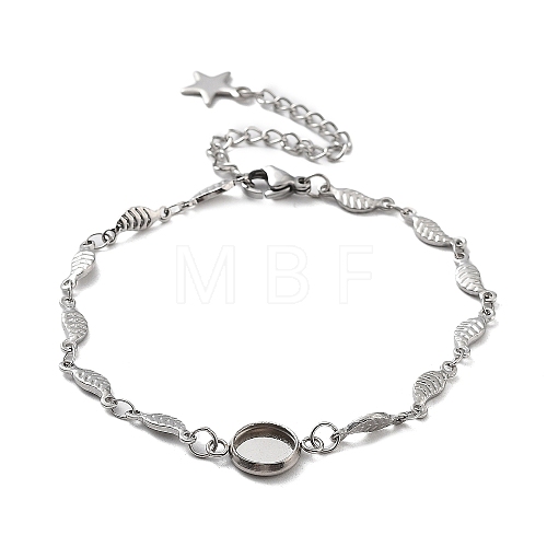 201 Stainless Steel Link Bracelet Settings Fit for Cabochons MAK-K023-01A-P-1