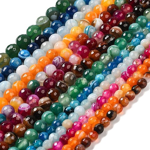 Natural Striped Agate/Banded Agate Beads Strands G-A246-6mm-15-1