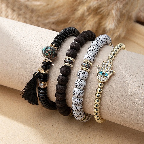 Bohemian Glass Beaded Stretch Bracelet Sets QN1212-9-1