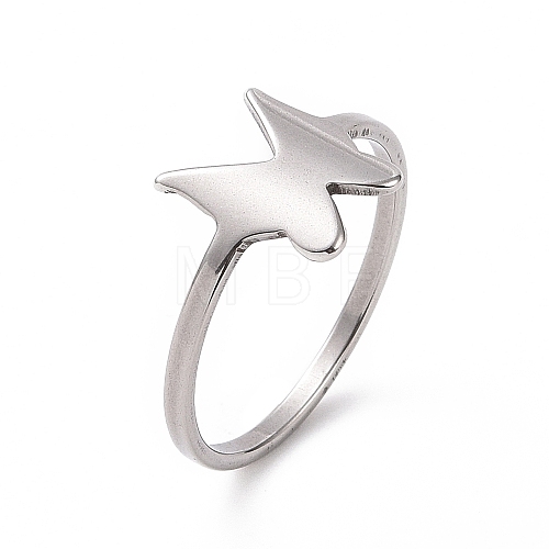 201 Stainless Steel Butterfly Finger Ring for Women RJEW-J051-29P-1