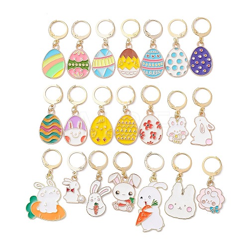 Easter Rabbit & Egg Alloy Enamel Pendant Decoration HJEW-JM01310-1