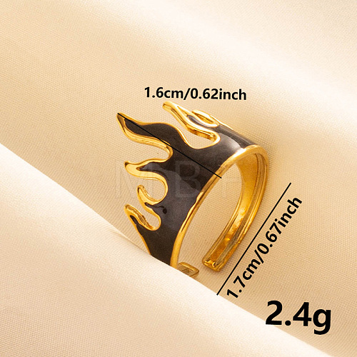 Stylish 304 Stainless Steel Enamel Cuff Ring CY9902-3-1