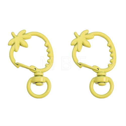 Spray Painted Strawberry Spring Ring Clasps PW-WGB8233-04-1